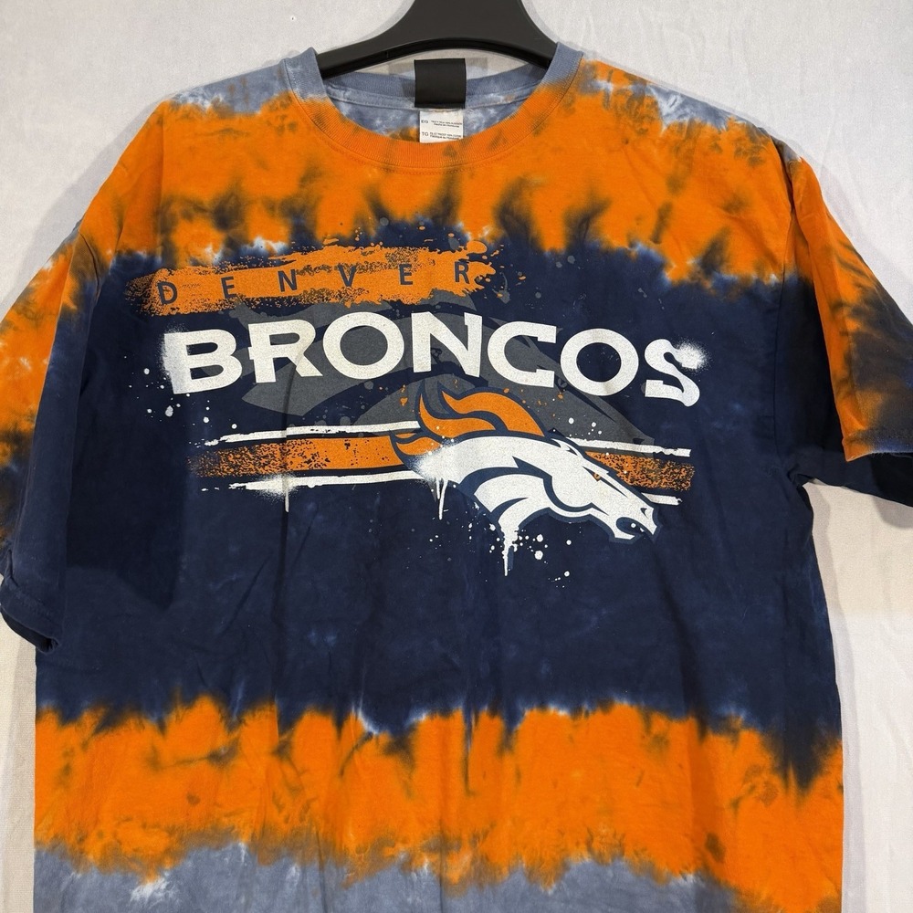 Denver Broncos Mens XL Tie Dye Short Sleeve Crewneck Cotton NFL Shirt Team Color